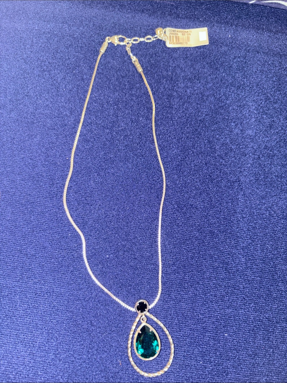 Brighton Silver Necklace with Emerald and Black Stones